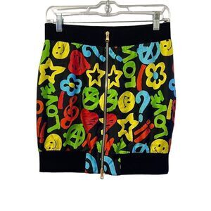 MOSCHINO COUTURE X JEREMY SCOTT New !! Mini Skirt Size 6 Small ‘Peace Love’